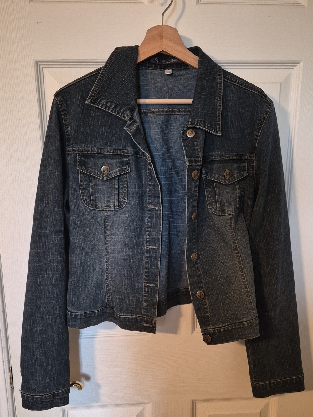 Razzle Dazzle Stretch Denim Pinstripe Jacket Lightweight Transition Piece L 💙